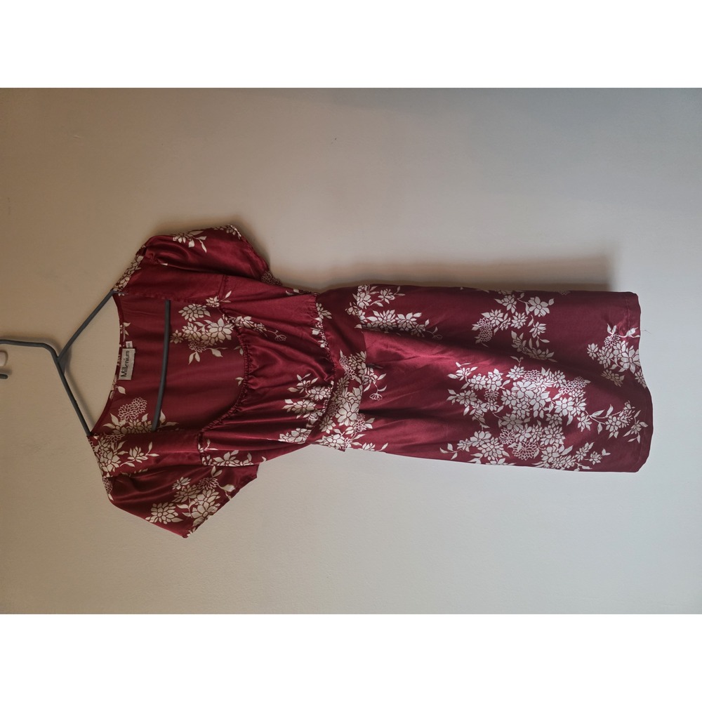 Millenium Burgundy Floral Tie-Back Dress